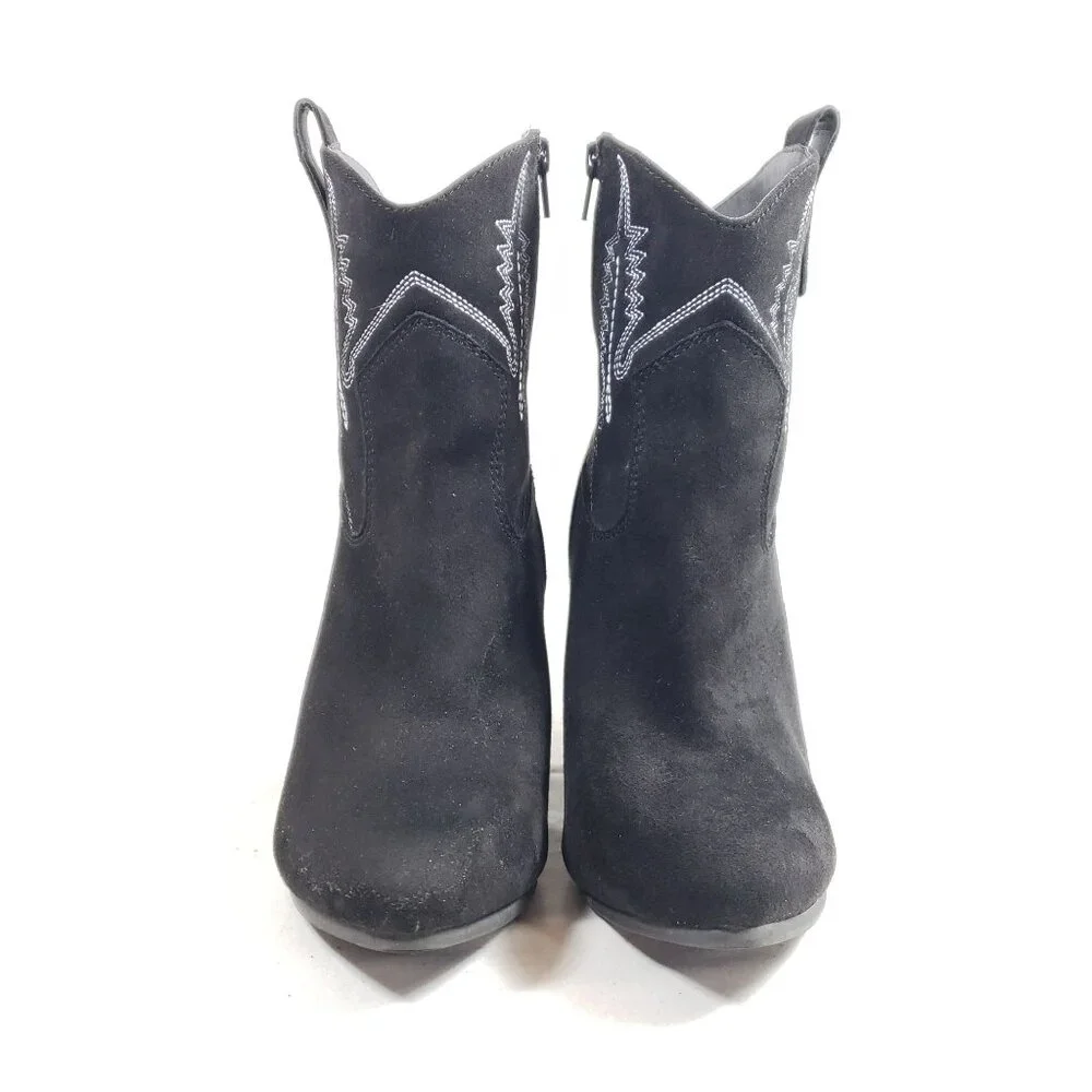 Code West Womens Size 9 Black Faux Suede Western Ankle Boots - Picture 6 of 9